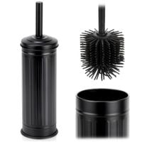 Szczotka Silikonowa Toaletowa WC Pojemnik Stojak Ociekacz Czarna Łazienkowa