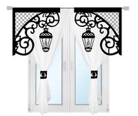 R14 czarny Firana nowoczesna ŚWIĘTA Boże Narodzenie panel Latarenka 300x150