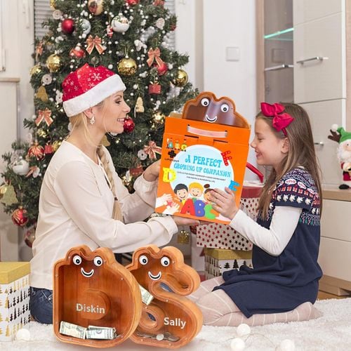 Lakpopya Skarbonka w Kształcie Litery S Drewniana 21.8 x 4 x 23 cm na Arena.pl