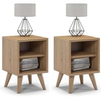 Szafki nocne, 2 sztuki, otwarte, SKAND, 30x30x45 cm, dąb, mat | TYLETEGOTU