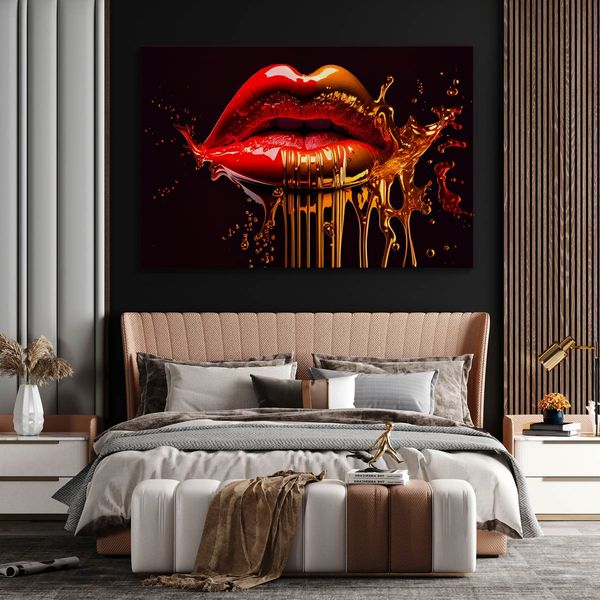 Obraz Ścienny Abstrakcyjne USTA Dekoracja Nowoczesny Wzór 3D 70cm x 50cm zdjęcie 6