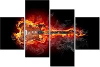 140CM 70 OBRAZ PŁONĄCA GITARA ŚCIENNY