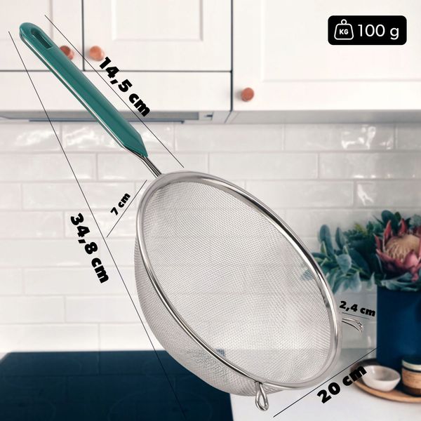 SITKO PRZESIEWACZ MĄKI KUCHENNE NIERDZEWNE 20 cm zdjęcie 3