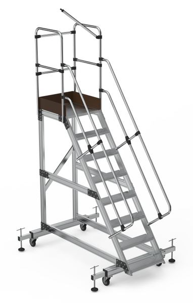Drabina magazynowa podest jezdny HIGHER 87PRO 8707 7 stopni + podest zdjęcie 1