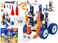 Klocki Konstrukcyjne 152 El. Pojazdy Budowlane, Wiatrak, Auto, Samolot, Dźw