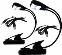Lampka LED do pulpitu na nuty czytania 4 diody elastyczna USB baterie 2 szt.