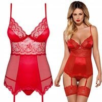 Satynowy Nowoczesny Gorset Modelujący Sylwetkę Lovica L/XL Czerwony