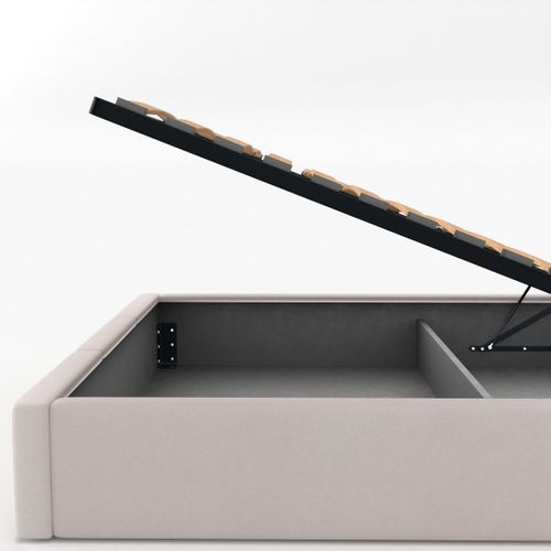 ŁÓŻKO TAPICEROWANE DO SYPIALNI 180x200 ŁÓŻKO PODWÓJNE Z POJEMNIKIEM KREMOWE na Arena.pl