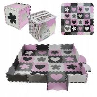 MATA PIANKOWA EDUKACYJNA DUŻE PUZZLE PIANKOWE 2w1 PUZZLE 3D 36 EL 140x140cm