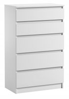 Komoda Szafka 5 Szuflad Do Sypialni Pari 70 x 40 x 112 CM Biały Mat