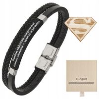 Bransoletka z grawerem męska skórzana PREZENT dla MĘŻCZYZNY czarna BLINGART