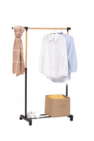 Regulowany wieszak na ubrania mobilny 122 cm CZARNY garderoba LOFT kółkach