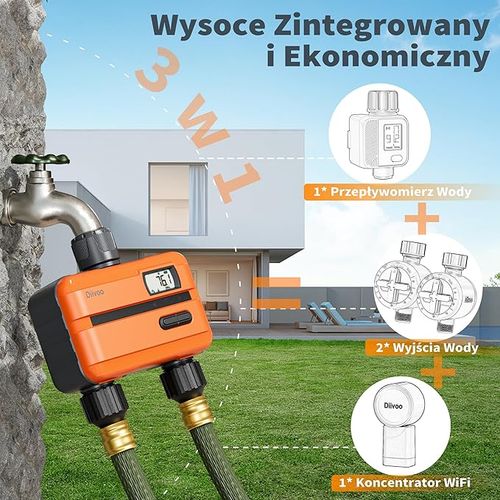 Diivoo Komputer nawadniający Wi-Fi 2 wyjścia przepływomierz wody na Arena.pl