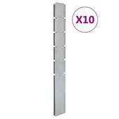 Słupki ogrodzeniowe 10 szt, srebrne, 160 cm, stal galwanizowana