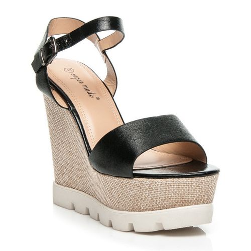 Sandały black wedge heels r.39 na Arena.pl