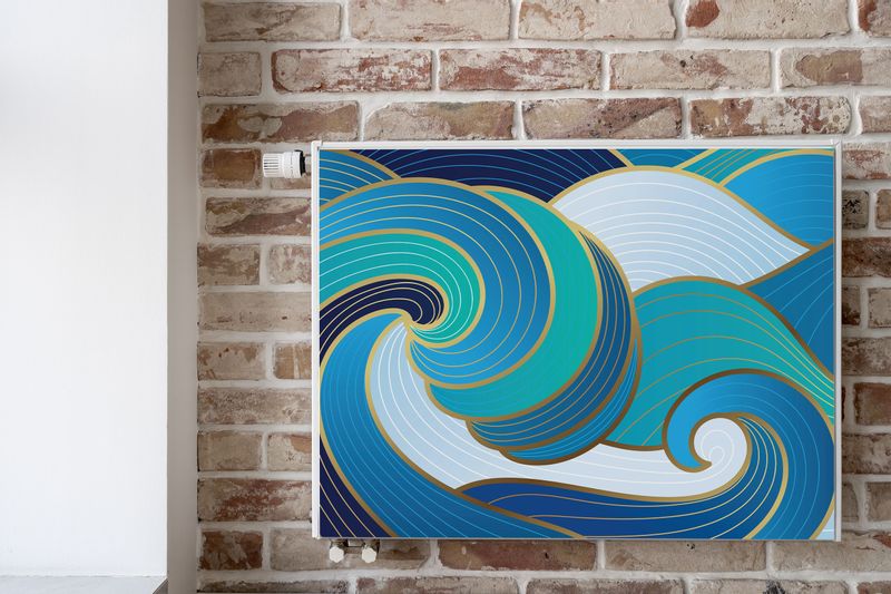 MATA Magnetyczna Na Grzejnik Abstrakcyjne Fale Line-art 120cm x 60cm zdjęcie 6