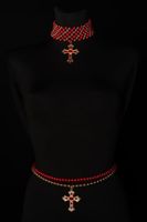 choker z pereł z krzyżem (c23/fsh/11au)
