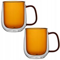 2 x Zestaw 2 szklanki termiczne z pomarańczowym wnętrzem 300 ml MG Home