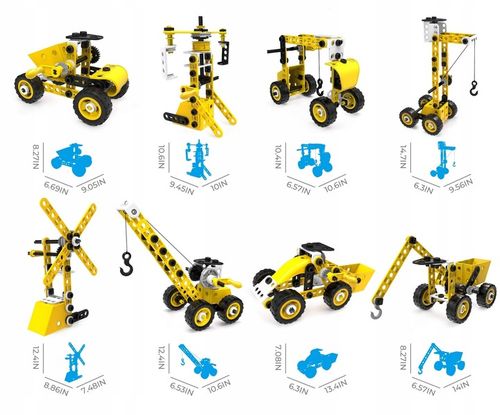 KLOCKI 10w1 KONSTRUKCYJNE EDUKACYJNE POJAZDY BUDOWLANE ZESTAW 112 elementów na Arena.pl