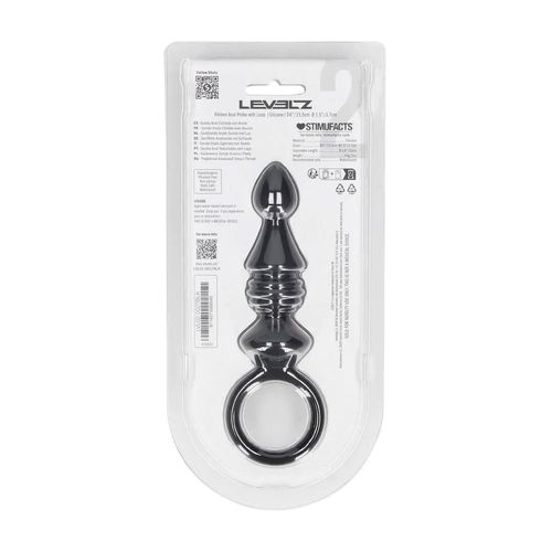 Ribbed Silicone Anal Probe With Loop - Black na Arena.pl