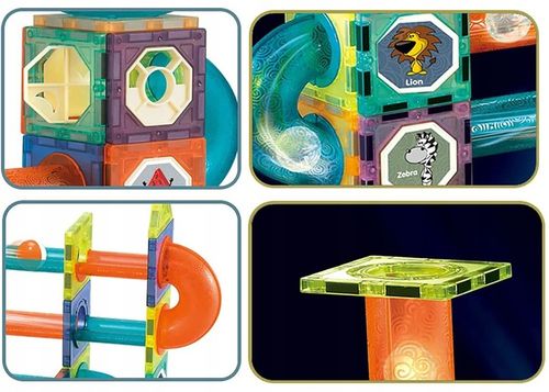 KLOCKI MAGNETYCZNE KONSTRUKCYJNE ŚWIECĄCY TOR Dla Dzieci MAGNETIC TILES 75 na Arena.pl