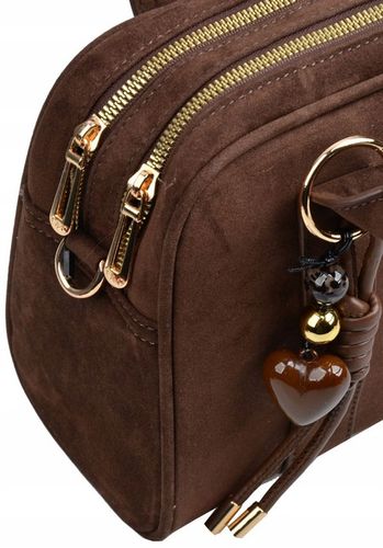 FLORA&CO TOREBKA kuferek do ręki PASEK CZEKOLADA zamsz WIZYTOWA na Arena.pl