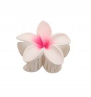 Piękna spinka klamra plastikowa kwiatek hawajski matowy biały 8cm