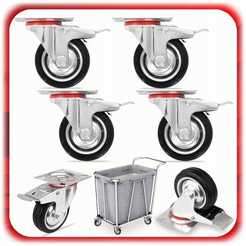 ZESTAW 4 SZT. JEZDNYCH KÓŁEK KÓŁKA 75MM OBROTOWE Z HAMULCEM Skrętne na Arena.pl