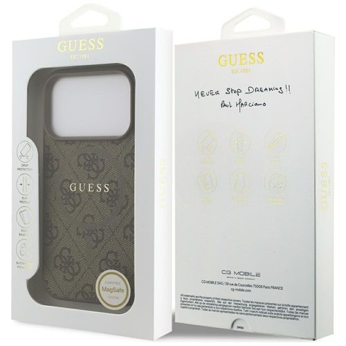 Etui Guess 4G Ring Classic Logo MagSafe do iPhone 17 Pro brązowy na Arena.pl