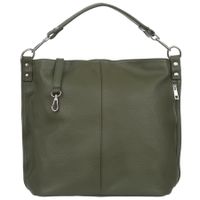 VERA PELLE torebka damska skórzana worek z paskiem na ramię V388 oliwkowa