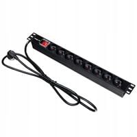 Listwa zasilająca Rack 19" 8 gniazd z wyłącznikiem do szafy rack Mega-M