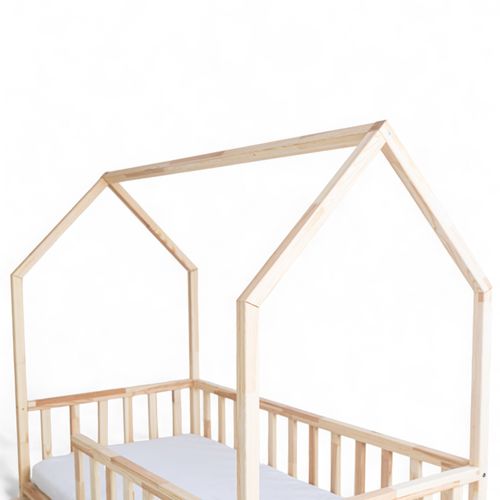 ŁÓŻKO DZIECIĘCE DOMEK AURORA 180x80 DREWNIANE BARIERKA + STELAŻ SOSNA na Arena.pl