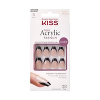 KISS szt.pazn.na klej Salon Acrylic French, ‘Flame', Black, Short Coffin
