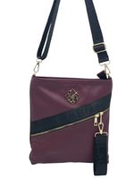 Laura Biaggi - torebka listonoszka zamek brelok bordowy groszek mat A359