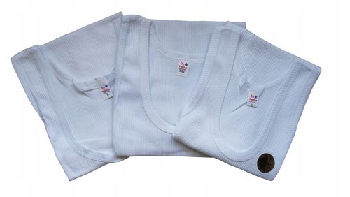 PODKOSZULKA KOSZULKA MĘSKA 100 % BAWEŁNA PRĄŻKOWANA BIAŁA ZESTAW 6-SZT 2XL na Arena.pl