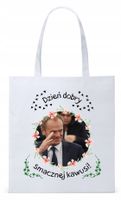 Donald Tusk Platforma Torba Eco Biała Shopper Z Nadrukiem Ze Zdjęciem