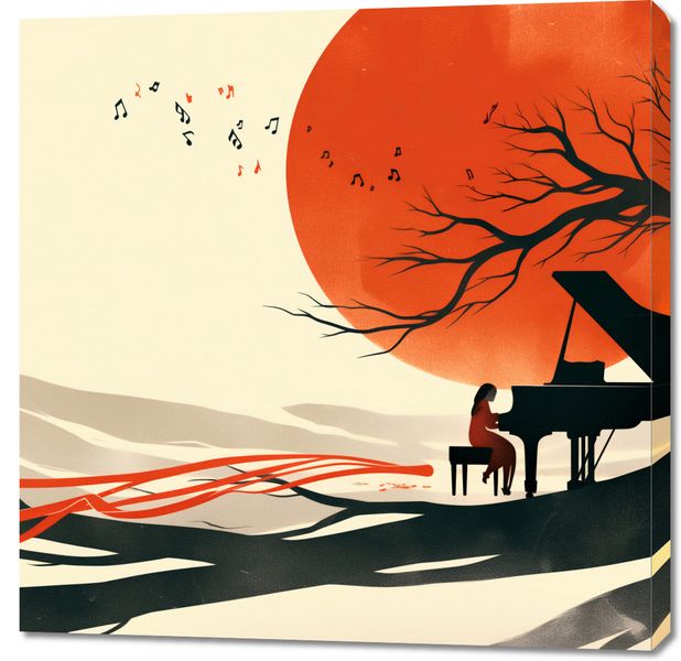 Obraz 90x90cm Pianistka zdjęcie 1