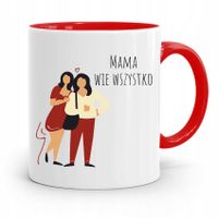 Kubek Czerwony Prezent Dla Mamy Mama Wie Wszystko Z Nadrukiem Ze Zdjęciem