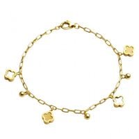 bransoletka na rękę stal chirurgiczna pozłacana 14k złotem, koniczynka