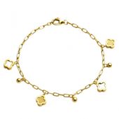 bransoletka na rękę stal chirurgiczna pozłacana 14k złotem, koniczynka