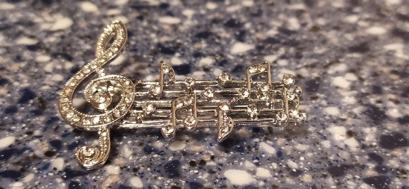 Przypinka Klucz Wiolinowy Artysta Muzyk Zapis Nuty Srebrny Ozdoba Koncert zdjęcie 10