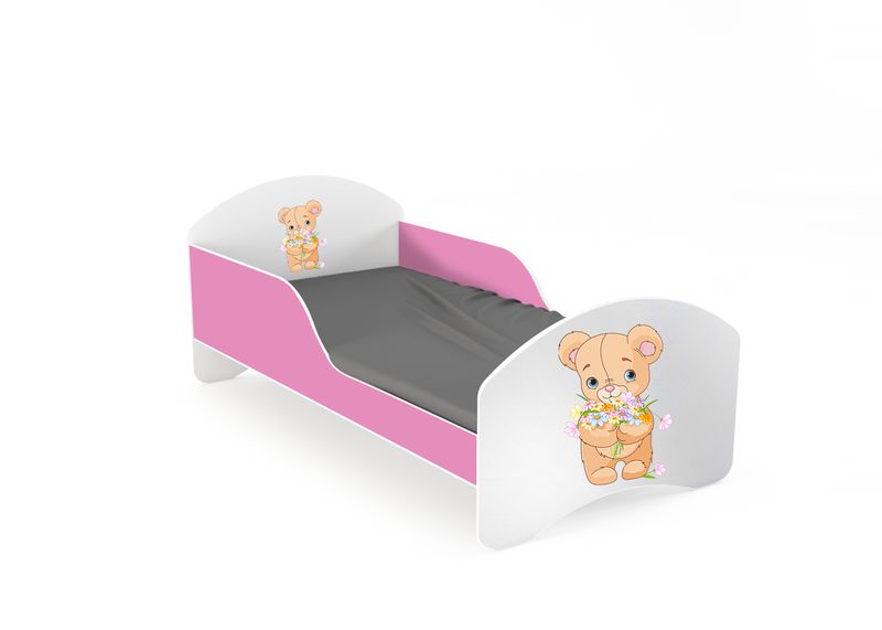 Łóżko dziecięce LEO2 140x70 biało-różowe zdjęcie 4