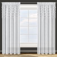 Zasłona gotowa na taśmie STELLA 140x270 Design91 biała z pomponikami