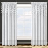 Zasłona gotowa na taśmie STELLA 140x270 Design91 biała z pomponikami