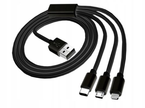 KABEL USB 3w1 DO IPHONE / MICRO USB / TYP-C 1M na Arena.pl