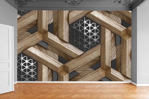 Fototapeta BRĄZOWE DESKI BALE MOZAIKA 300x210 na Arena.pl