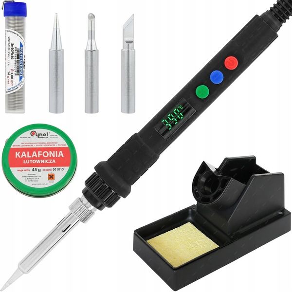 LUTOWNICA PRECYZYJNA KOLBOWA S801B 80W Z REGULACJĄ TEMPERATURY + AKCESORIA zdjęcie 1