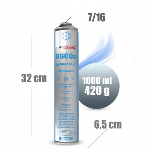 Czynnik chłodniczy klimatyzacji lodówki R600a 1000ml 420g + x 6 na Arena.pl