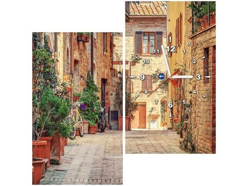 60X60CM ZEGAR STARA ALEJKA TOSKANII OBRAZ DREWNO ŚCIAN KWADRAT na Arena.pl