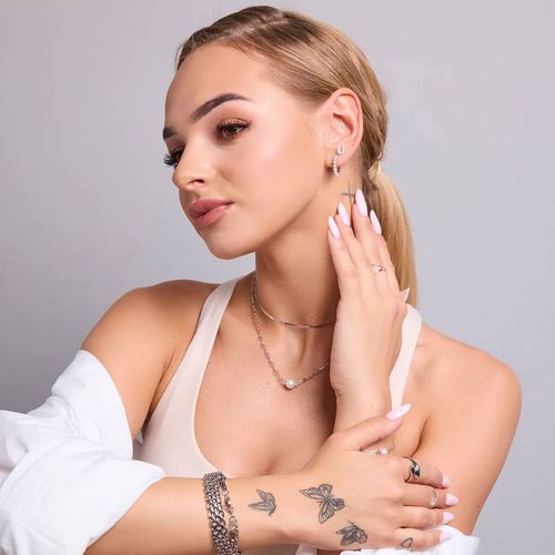 srebrne kolczyki koła z perełkami - kdn6484 na Arena.pl